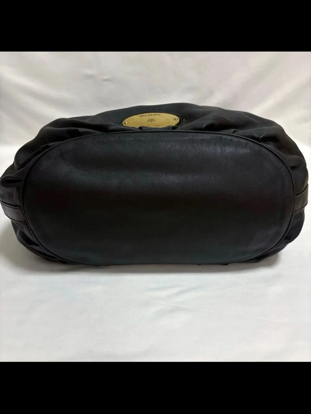 Mulberry Black Leather Shoulder Tote with Brass Hardware